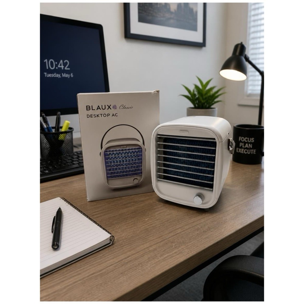 Blaux Classic Desktop Portable Air Cooler Fan LED Light Personal AC NEW Open Box